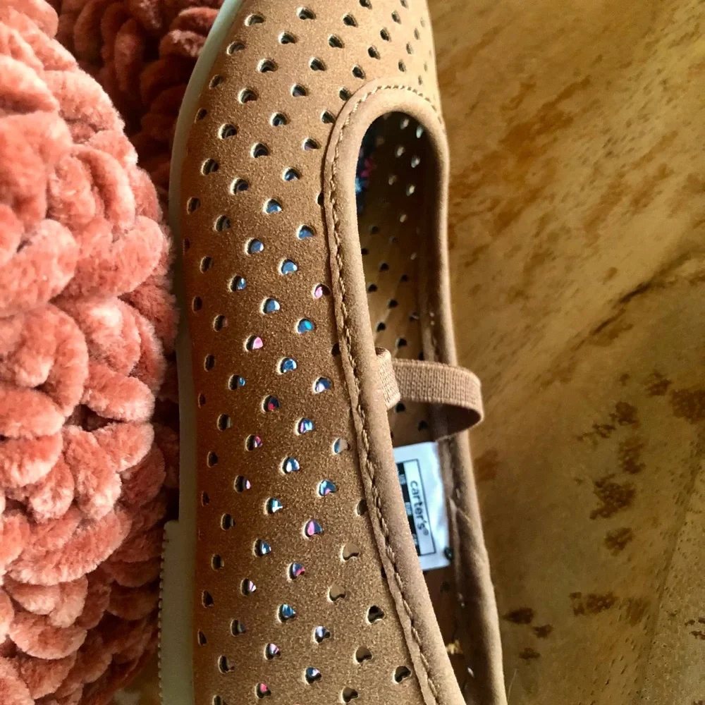 Toddler Girls Carter's Faux Suede Dark Tan/Brown Ballet Flats Mary Janes Size 8 - Picture 6 of 14